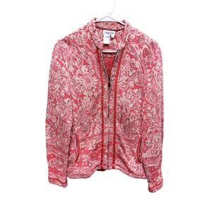Coldwater Creek Bohemian Blazer Patterned Jacket Full Zip with Pockets Size M
